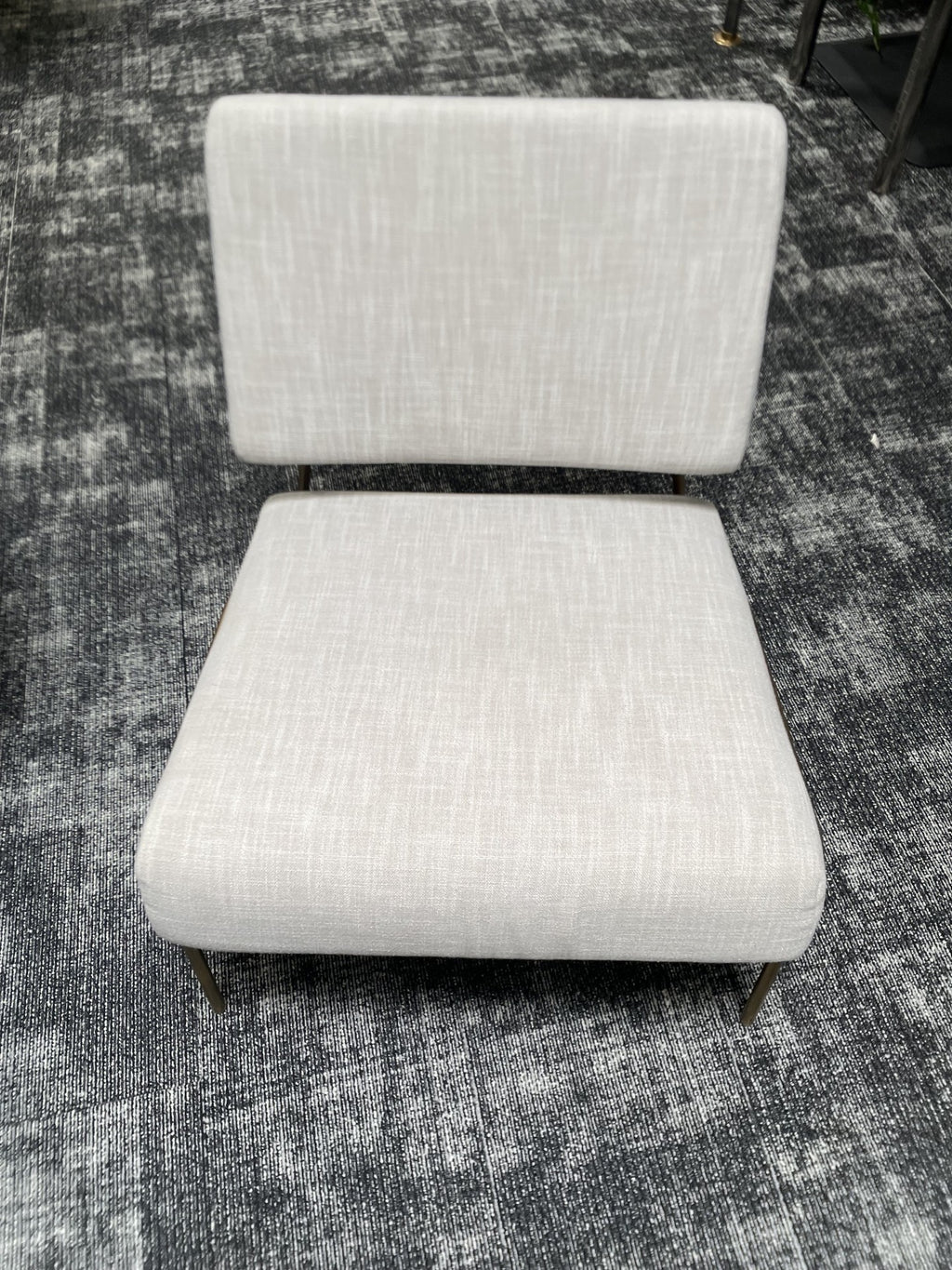 Wire Frame Slipper Chair in Gray Yarn Dyed Linen by West Elm