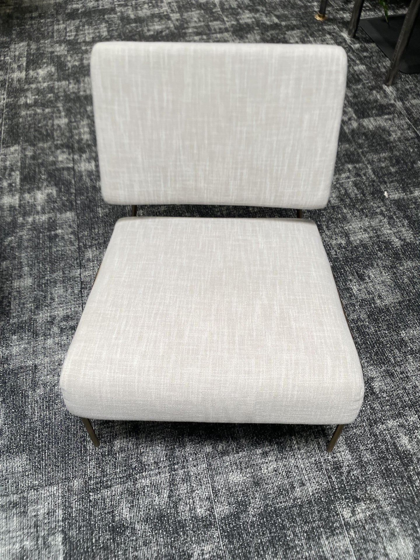 Wire Frame Slipper Chair in Gray Yarn Dyed Linen by West Elm