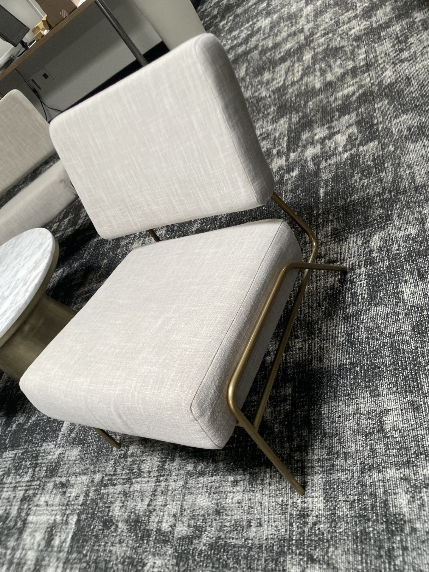 Wire Frame Slipper Chair in Gray Yarn Dyed Linen by West Elm