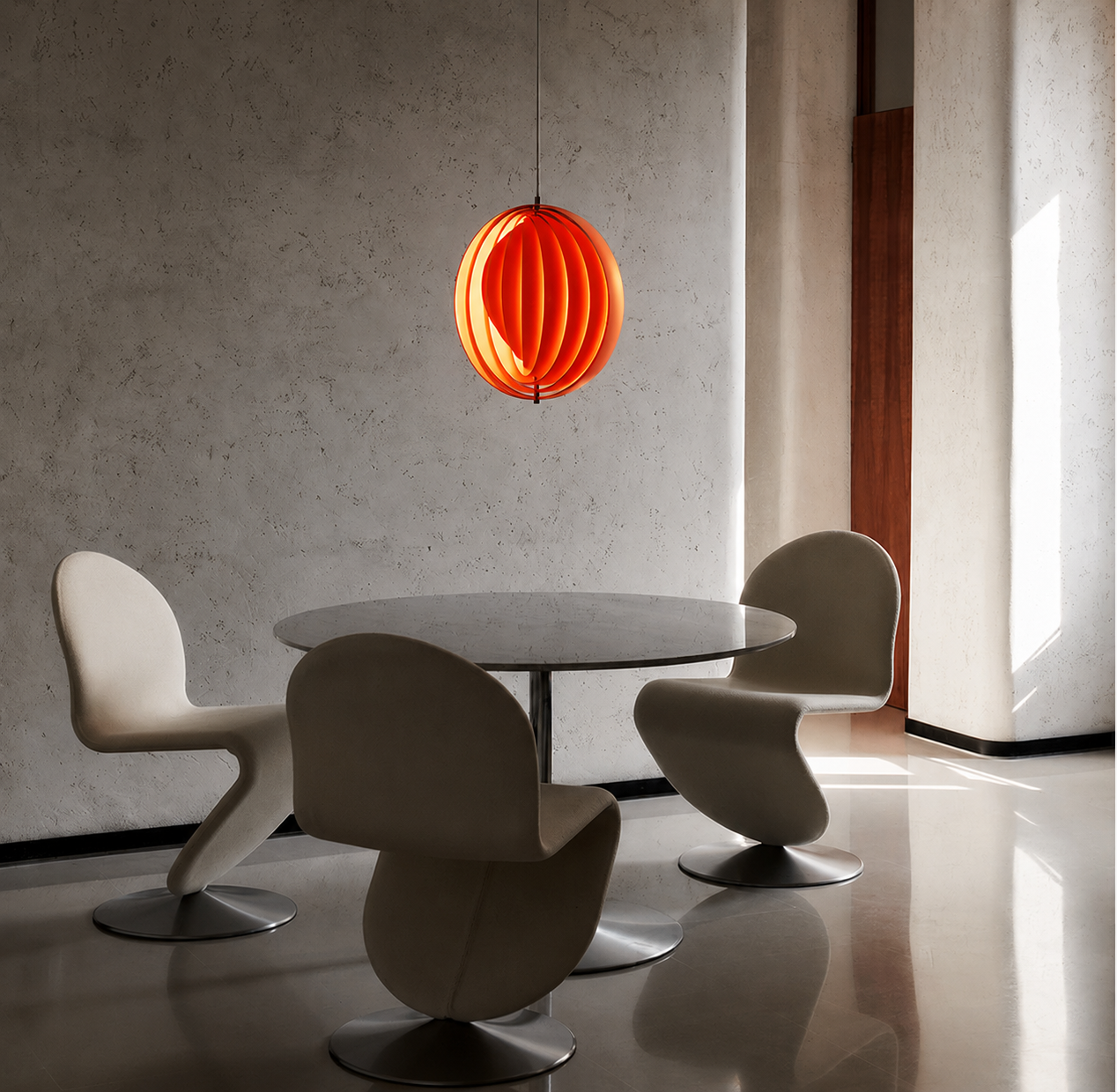 Orange Mid-Century Moon Pendant Lamp by Verner Panton