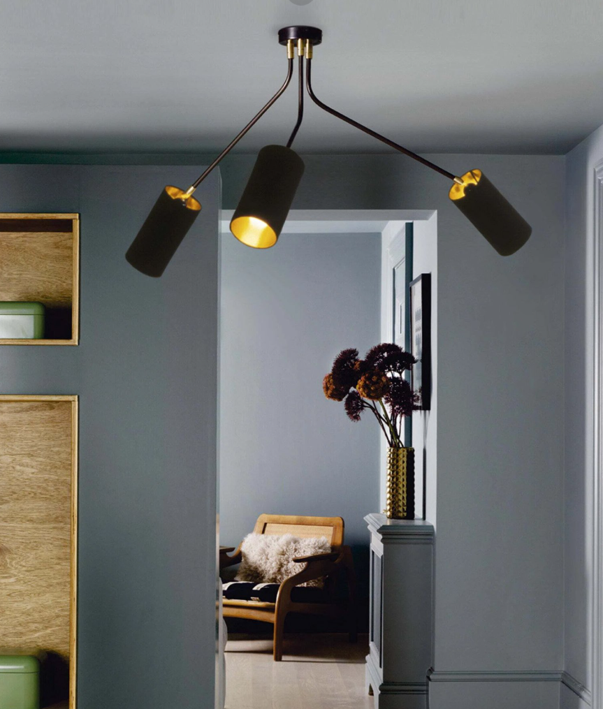 Array Cotton Semi-Flushmount Light In Black, 3 Light by CTO Lighting