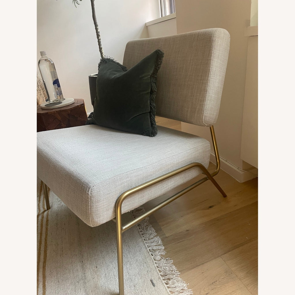 Wire Frame Slipper Chair in Gray Costal Linen by West Elm