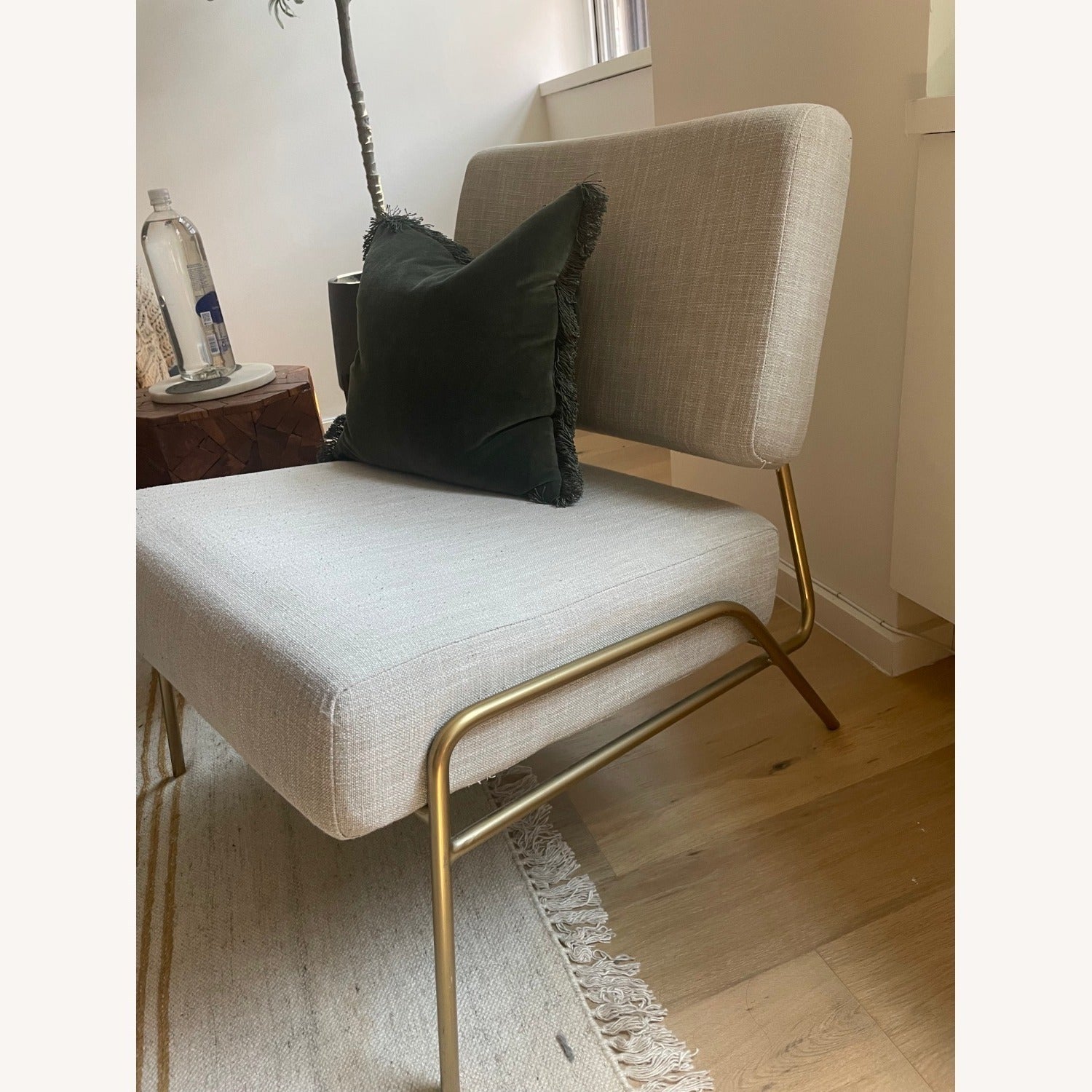 Wire Frame Slipper Chair in Gray Costal Linen by West Elm