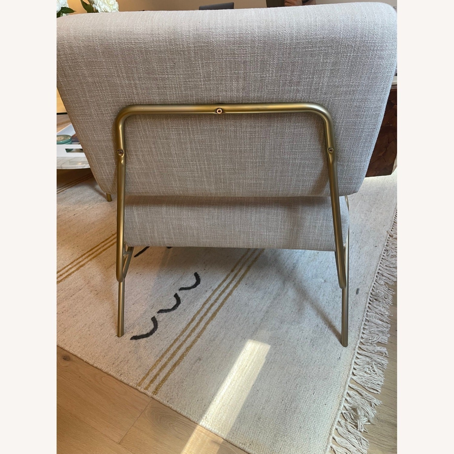 Wire Frame Slipper Chair in Gray Costal Linen by West Elm