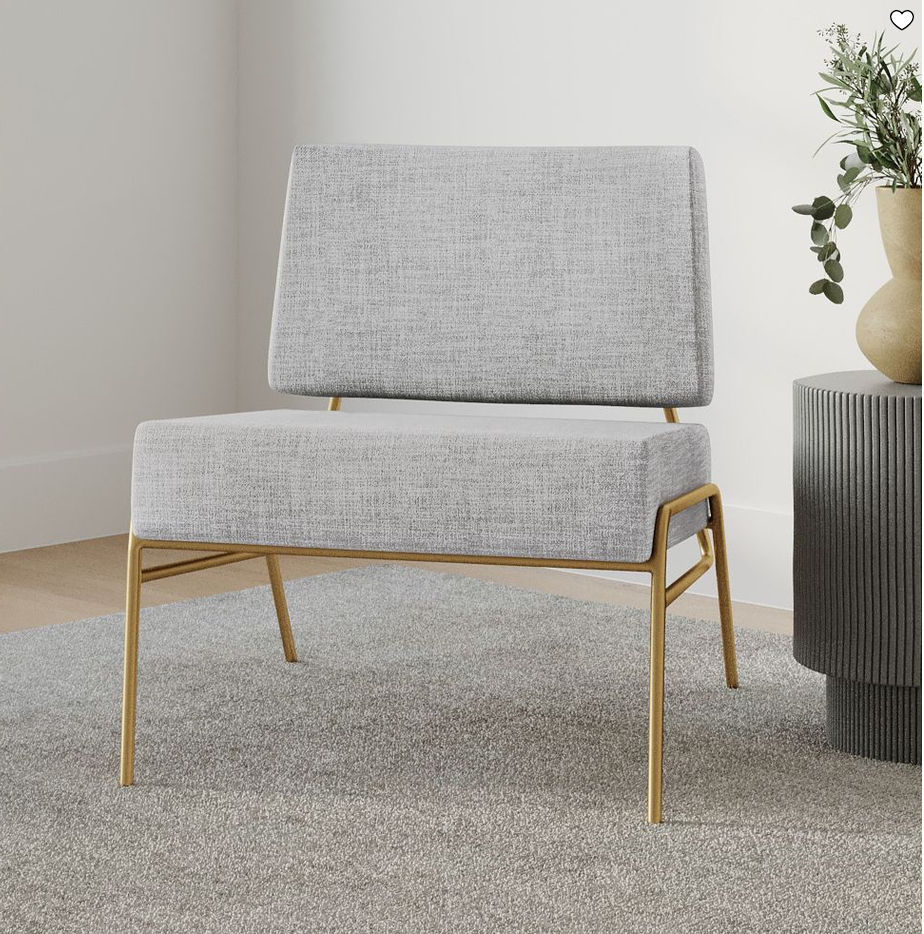 Wire Frame Slipper Chair in Gray Yarn Dyed Linen by West Elm