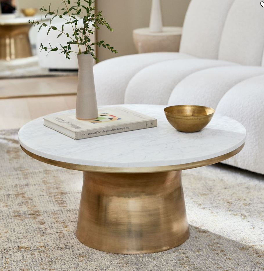 Marble Topped Pedestal Coffee Table by West Elm