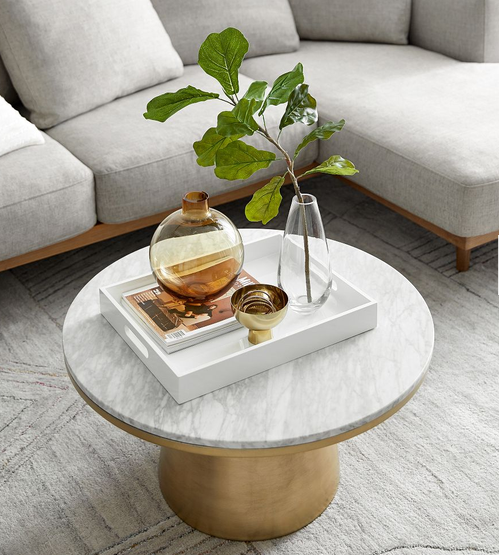 Marble Topped Pedestal Coffee Table by West Elm